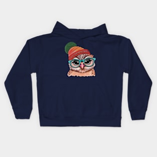 Owl Wearing Glasses Kids Hoodie